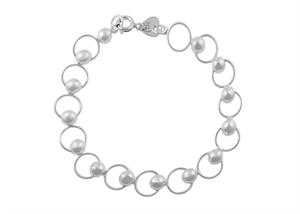 Silver Plated Womens Pearl Bracelet